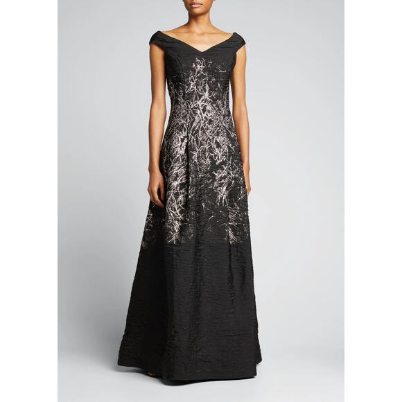 Rickie Freeman for Teri Jon Formal Dress Size 8 Black & Gold - Picture 1 of 11